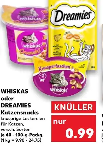 Kaufland DE Whiskas oder Dreamies Katzensnacks tilbud