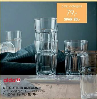 6 stk. atelier caféglas