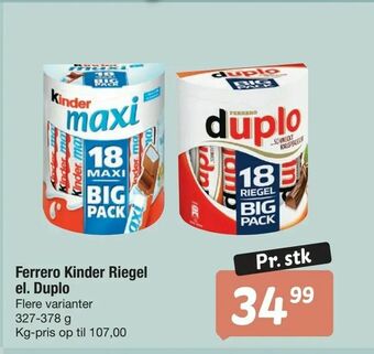 Fakta Tyskland Ferrero Kinder Riegel el. Duplo tilbud