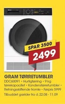 Punkt1 Gram tørretumbler tilbud