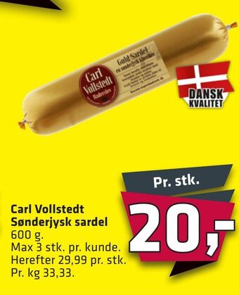 Fleggaard Carl vollstedt sønderjysk sardel tilbud