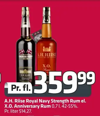 Fleggaard A.h. riise royal navy strength rum el. x.o. anniversary rum tilbud