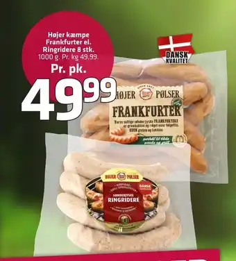 Fleggaard Højer kæmpe frankfurter el. ringridere 8 stk tilbud