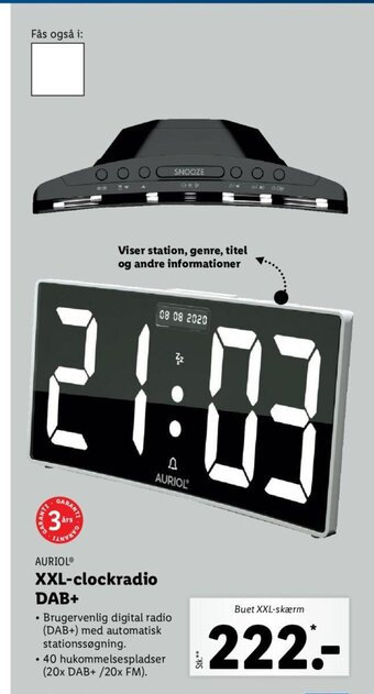 Lidl Auriol XXL-clockradio DAB+ tilbud