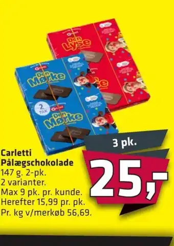 Fleggaard Carletti Pålægschokolade tilbud