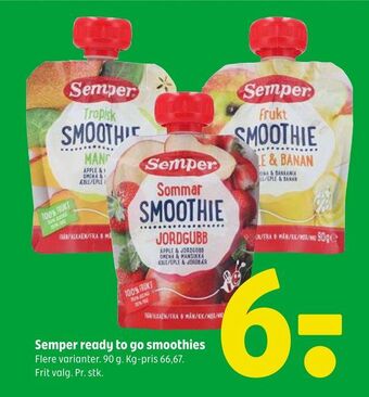 Coop 365 Semper ready to go smoothies tilbud