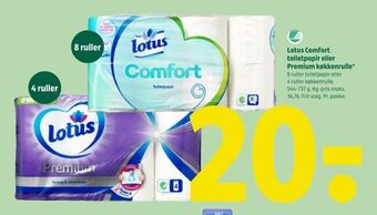 Coop 365 Lotus comfort toiletpapir eller premium køkkenrulle tilbud