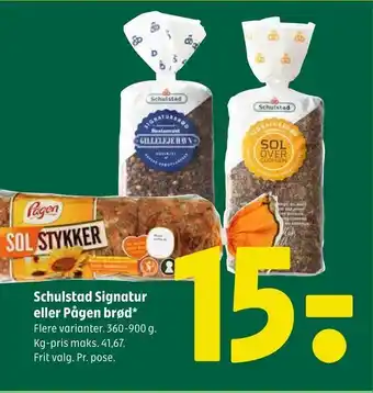 Coop 365 Schulstad signatur eller pågen brød tilbud