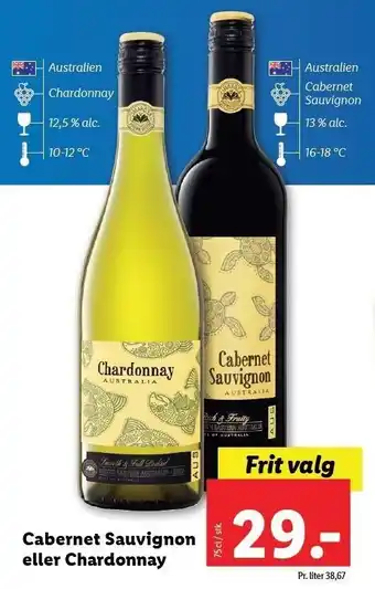 Lidl Cabernet sauvignon el. chardonnay tilbud