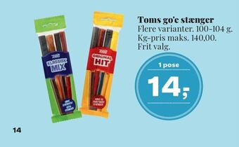 Dagli'Brugsen Toms go'e stænger tilbud