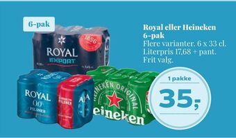 Dagli'Brugsen Royal eller heineken 6-pak tilbud