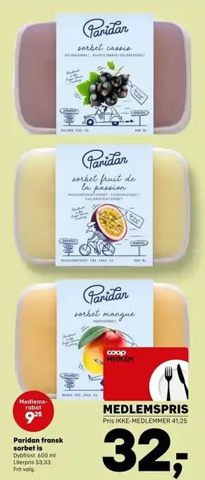 Paridan fransk sorbet is