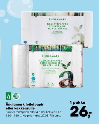 Kvickly Änglamark toiletpapir eller køkkenrulle tilbud