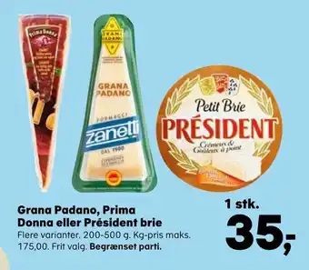Kvickly Grana padano, prima donna eller président brie tilbud