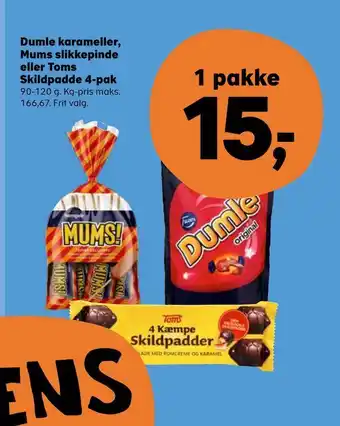 Dumle karameller, mums slikkepinde eller toms skildpadde 4-pak