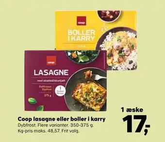 SuperBrugsen Coop lasagne eller boller i karry tilbud