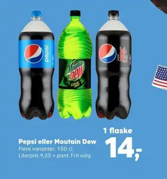 SuperBrugsen Pepsi eller moutain dew tilbud