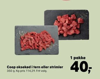 SuperBrugsen Coop oksekød i tern eller strimler tilbud