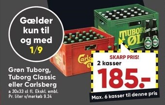 Bilka Grøn tuborg, tuborg classic eller carlsberg tilbud