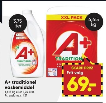 Bilka A+ traditionel vaskemiddel tilbud