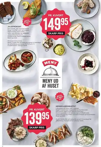 Julefrokost el. herregårdsbuffet pr. kuvert