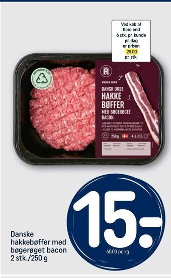 REMA 1000 Danske hakkebøffer med bøgerøget bacon tilbud