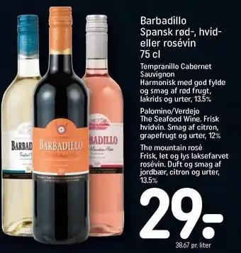 REMA 1000 Barbadillo spansk rød-, hvid- el. rosévin tilbud