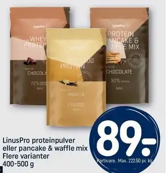 REMA 1000 Linuspro proteinpulver el. pancake & waffle mix tilbud