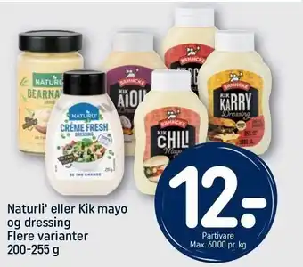 REMA 1000 Naturli' el. kik mayo og dressing tilbud