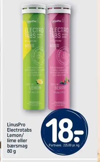 REMA 1000 Linuspro electrotabs lemon/lime el. bærsmag tilbud