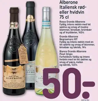 REMA 1000 Alberone italiensk rød el. hvidvin 75 cl tilbud