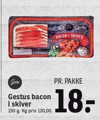 SPAR Gestus bacon i skiver tilbud