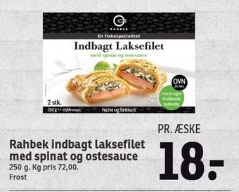 SPAR Rahbek indbagt laksefilet med spinat og ostesauce tilbud