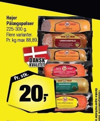 Calle Højer pålægspølser tilbud