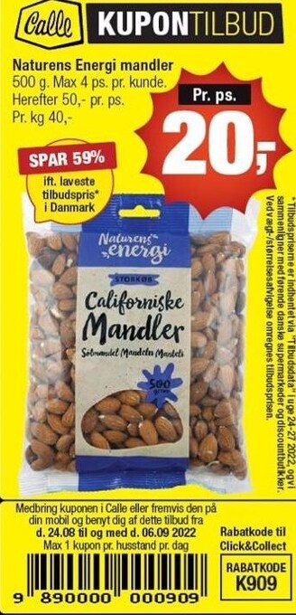 Calle Naturens energi mandler tilbud