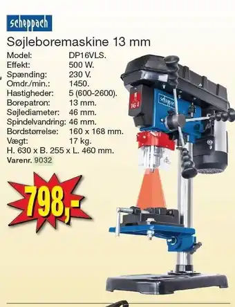 Harald Nyborg Søjleboremaskine 13 mm tilbud