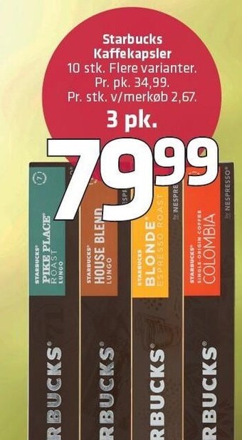 Fleggaard Starbucks kaffekapsler 3 pk. tilbud