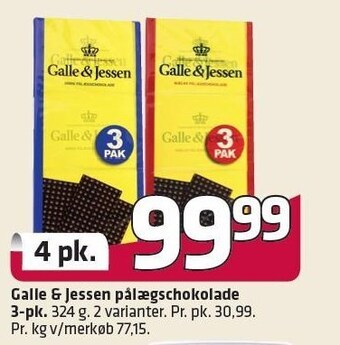 Fleggaard Galle & jessen pålægschokolade 4 pk tilbud