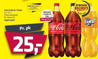 Fleggaard Coca cola el. fanta 4 stk. tilbud