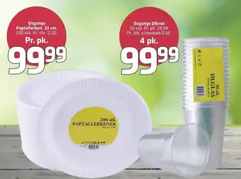 Engangs paptallerken pr pk el. engangs ølkrus 4 pk