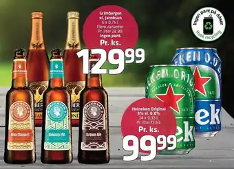 Fleggaard Heineken original 5% el. 0.0% pr ks tilbud