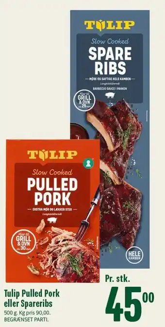 Min Købmand Tulip pulled pork el. spareribs tilbud