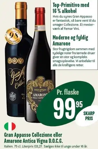Min Købmand Gran appasso collezione el. amarone antica vigna d.o.c.g. tilbud