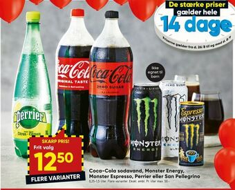 Bilka Coca-cola sodavand, monster energy, monster espresso, perrier eller san pellegrino tilbud