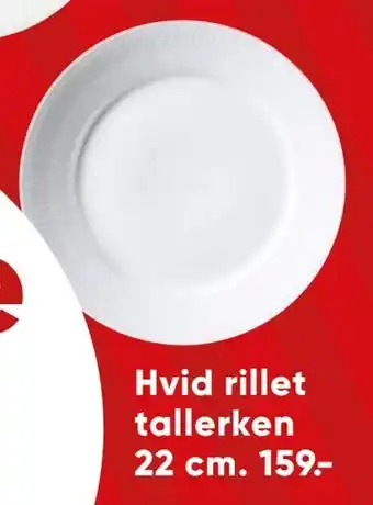 Bilka Hvid rillet tallerken 22 cm. tilbud