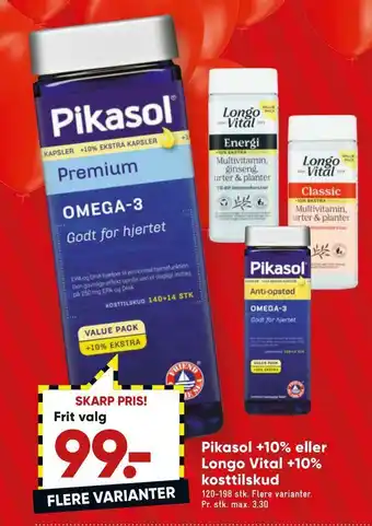 Bilka Pikasol +10% eller longo vital +10% kosttilskud tilbud