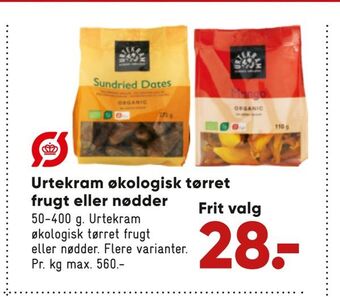 Bilka Urtekram økologisk tørret frugt eller nødder tilbud