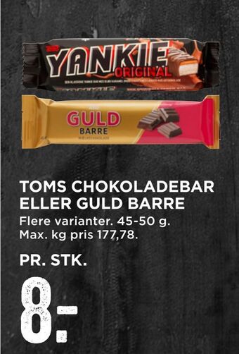 MENY Toms chokoladebar eller guld barre tilbud