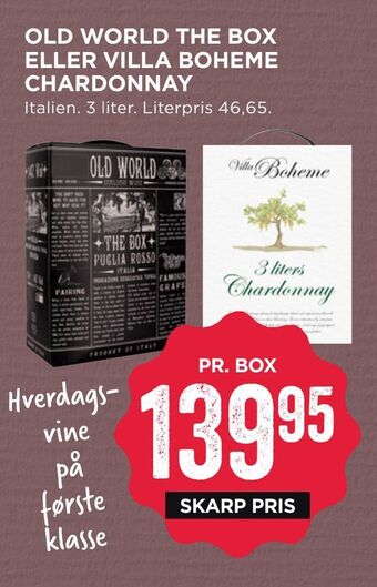 MENY Old world the box eller villa boheme chardonnay tilbud