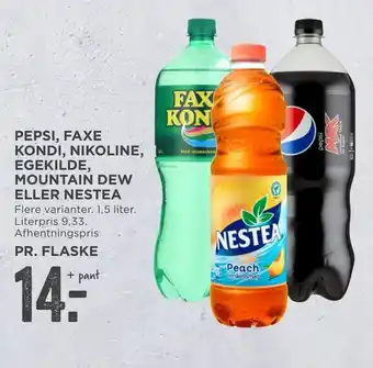 MENY Pepsi, faxe kondi, nikoline, egekilde, mountain dew eller nestea tilbud